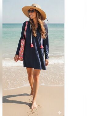 Lilly Pulitzer Rylie UPF 50+ Hooded Cover-Up Dress  M Pink Resort
